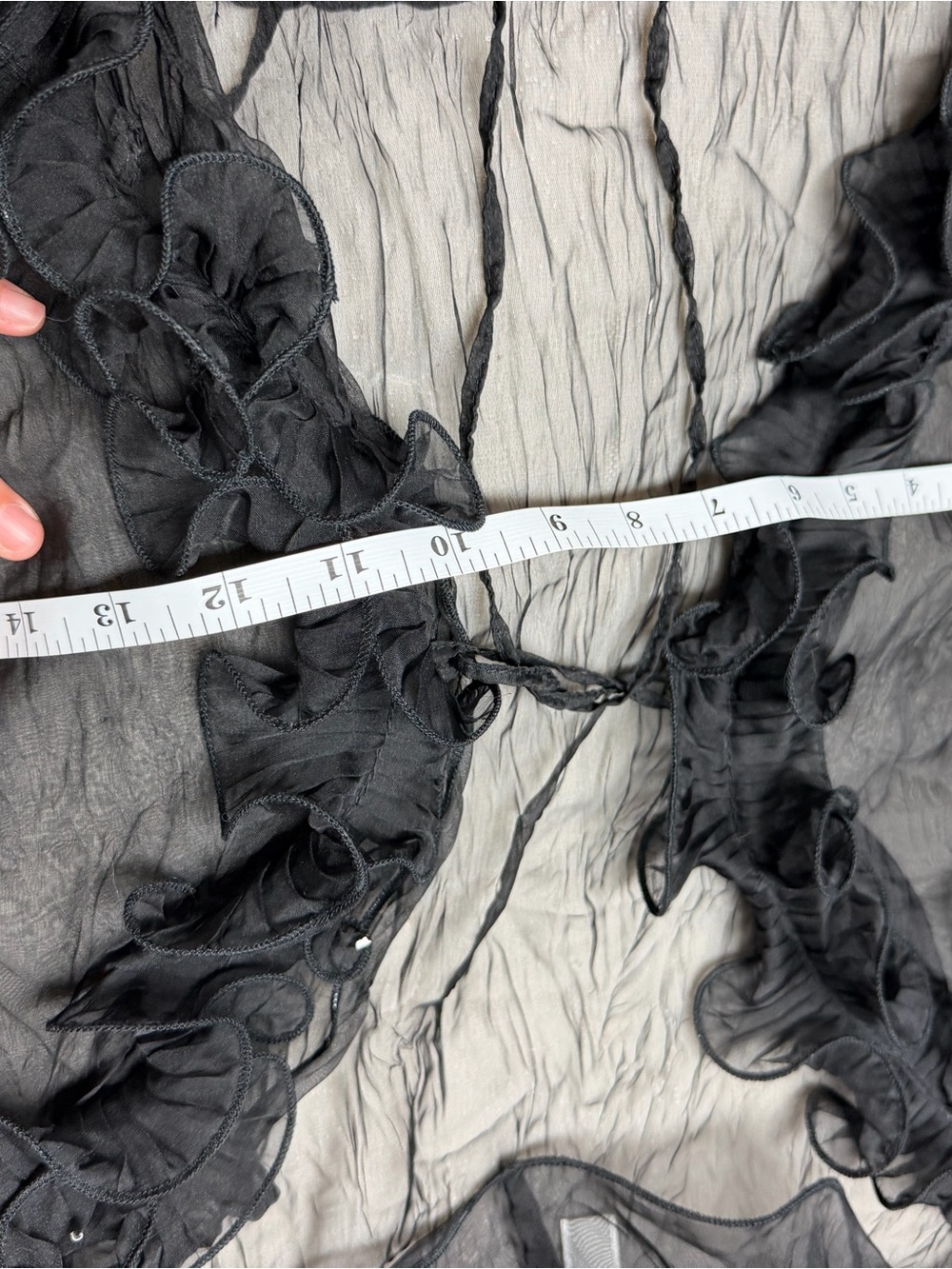 Sheer Black Ruffle Blouse Small Romantic Gothic Fairy Top - Picture 7 of 8